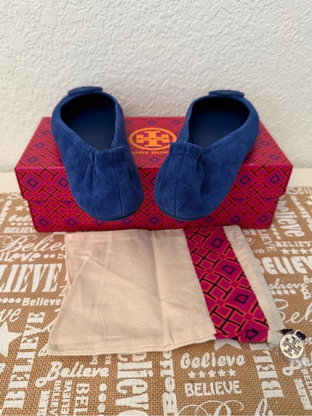 NIB Tory Burch Minnie Travel Ballet Suede Flats